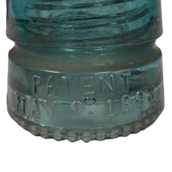 Set of 3 Vintage 1898 Hemingray 42 Heavy Clear Made In USA Blue Glass Insulators - Picture 7 of 8